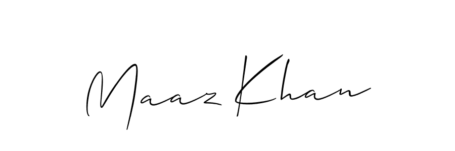 Make a beautiful signature design for name Maaz Khan. With this signature (Allison_Script) style, you can create a handwritten signature for free. Maaz Khan signature style 2 images and pictures png
