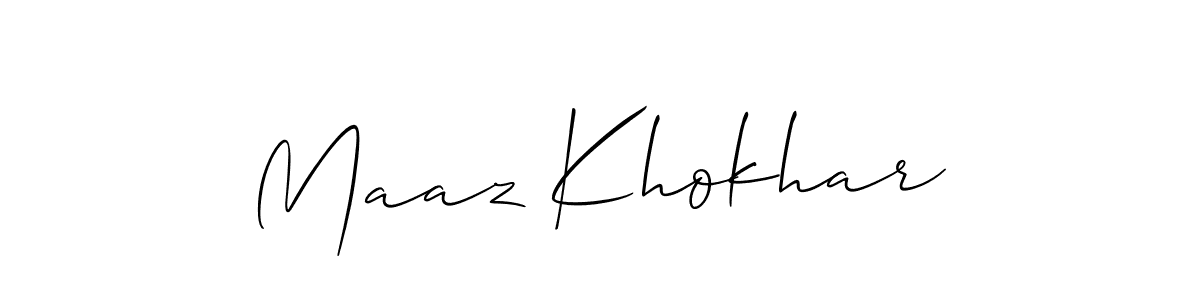 Also we have Maaz Khokhar name is the best signature style. Create professional handwritten signature collection using Allison_Script autograph style. Maaz Khokhar signature style 2 images and pictures png