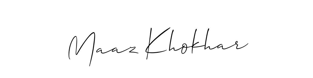 Also we have Maaz Khokhar name is the best signature style. Create professional handwritten signature collection using Allison_Script autograph style. Maaz Khokhar signature style 2 images and pictures png