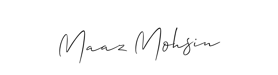 How to make Maaz Mohsin name signature. Use Allison_Script style for creating short signs online. This is the latest handwritten sign. Maaz Mohsin signature style 2 images and pictures png