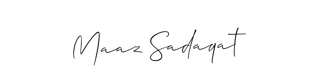Also You can easily find your signature by using the search form. We will create Maaz Sadaqat name handwritten signature images for you free of cost using Allison_Script sign style. Maaz Sadaqat signature style 2 images and pictures png