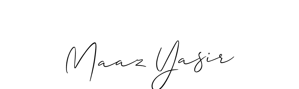 It looks lik you need a new signature style for name Maaz Yasir. Design unique handwritten (Allison_Script) signature with our free signature maker in just a few clicks. Maaz Yasir signature style 2 images and pictures png