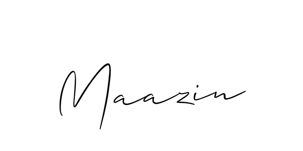 The best way (Allison_Script) to make a short signature is to pick only two or three words in your name. The name Maazin include a total of six letters. For converting this name. Maazin signature style 2 images and pictures png