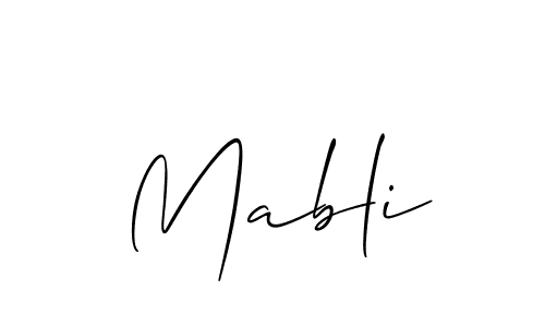 The best way (Allison_Script) to make a short signature is to pick only two or three words in your name. The name Mabli include a total of six letters. For converting this name. Mabli signature style 2 images and pictures png