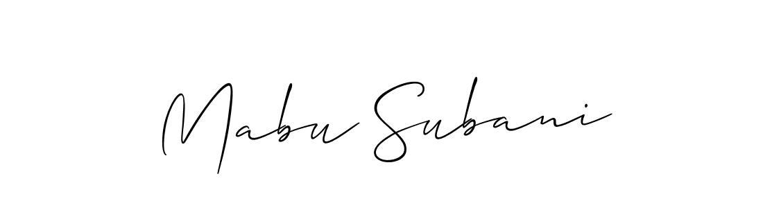 Allison_Script is a professional signature style that is perfect for those who want to add a touch of class to their signature. It is also a great choice for those who want to make their signature more unique. Get Mabu Subani name to fancy signature for free. Mabu Subani signature style 2 images and pictures png