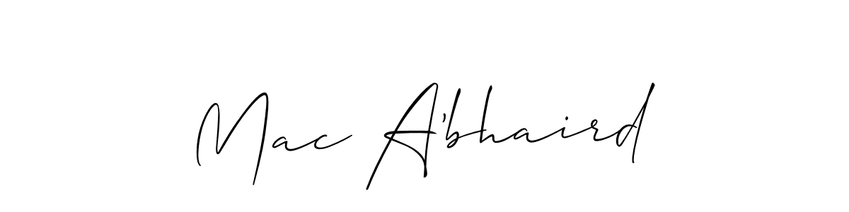 Create a beautiful signature design for name Mac A'bhaird. With this signature (Allison_Script) fonts, you can make a handwritten signature for free. Mac A'bhaird signature style 2 images and pictures png