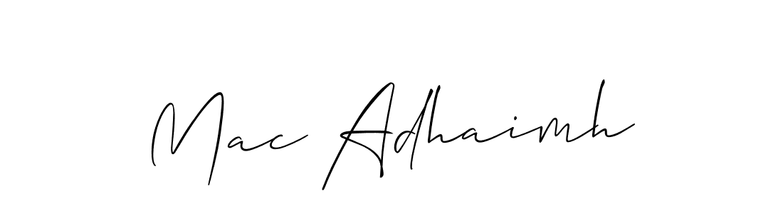Make a short Mac Adhaimh signature style. Manage your documents anywhere anytime using Allison_Script. Create and add eSignatures, submit forms, share and send files easily. Mac Adhaimh signature style 2 images and pictures png