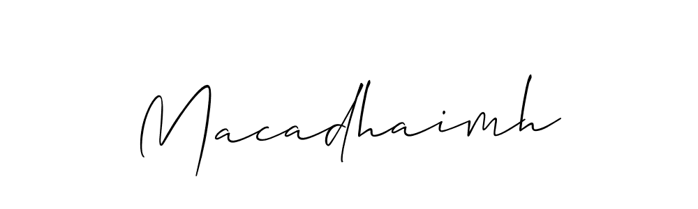 Make a beautiful signature design for name Macadhaimh. With this signature (Allison_Script) style, you can create a handwritten signature for free. Macadhaimh signature style 2 images and pictures png