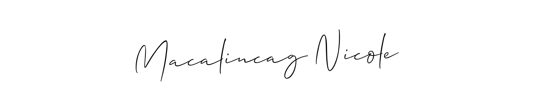 How to Draw Macalincag Nicole signature style? Allison_Script is a latest design signature styles for name Macalincag Nicole. Macalincag Nicole signature style 2 images and pictures png