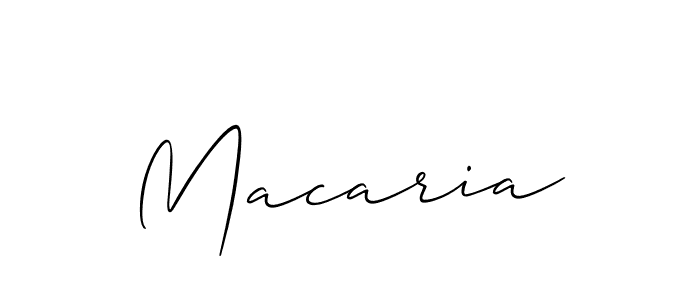 Design your own signature with our free online signature maker. With this signature software, you can create a handwritten (Allison_Script) signature for name Macaria. Macaria signature style 2 images and pictures png