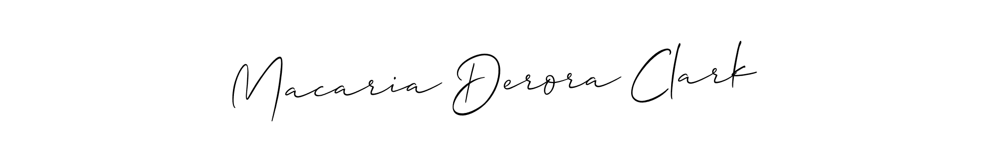 Make a short Macaria Derora Clark signature style. Manage your documents anywhere anytime using Allison_Script. Create and add eSignatures, submit forms, share and send files easily. Macaria Derora Clark signature style 2 images and pictures png