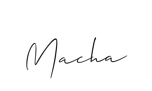 Make a beautiful signature design for name Macha. With this signature (Allison_Script) style, you can create a handwritten signature for free. Macha signature style 2 images and pictures png