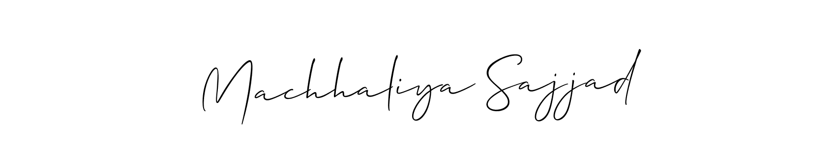 if you are searching for the best signature style for your name Machhaliya Sajjad. so please give up your signature search. here we have designed multiple signature styles  using Allison_Script. Machhaliya Sajjad signature style 2 images and pictures png