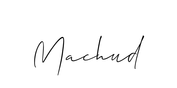 The best way (Allison_Script) to make a short signature is to pick only two or three words in your name. The name Machud include a total of six letters. For converting this name. Machud signature style 2 images and pictures png