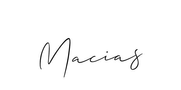Use a signature maker to create a handwritten signature online. With this signature software, you can design (Allison_Script) your own signature for name Macias. Macias signature style 2 images and pictures png