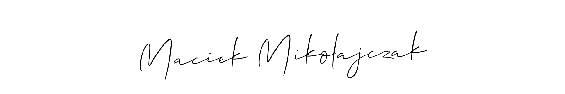 Make a beautiful signature design for name Maciek Mikolajczak. With this signature (Allison_Script) style, you can create a handwritten signature for free. Maciek Mikolajczak signature style 2 images and pictures png