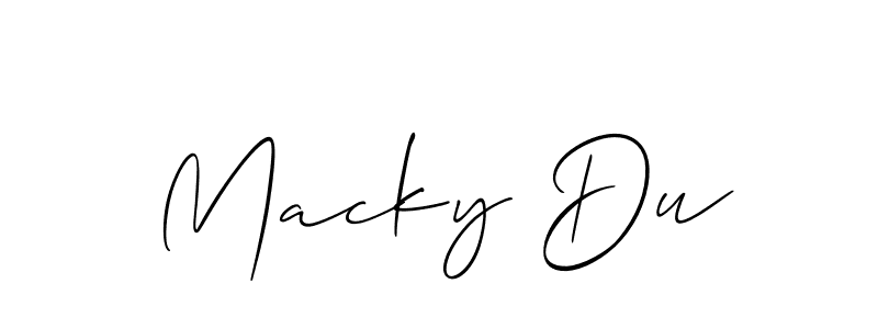 Use a signature maker to create a handwritten signature online. With this signature software, you can design (Allison_Script) your own signature for name Macky Du. Macky Du signature style 2 images and pictures png