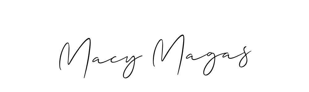 The best way (Allison_Script) to make a short signature is to pick only two or three words in your name. The name Macy Magas include a total of six letters. For converting this name. Macy Magas signature style 2 images and pictures png