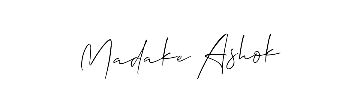 How to make Madake Ashok name signature. Use Allison_Script style for creating short signs online. This is the latest handwritten sign. Madake Ashok signature style 2 images and pictures png