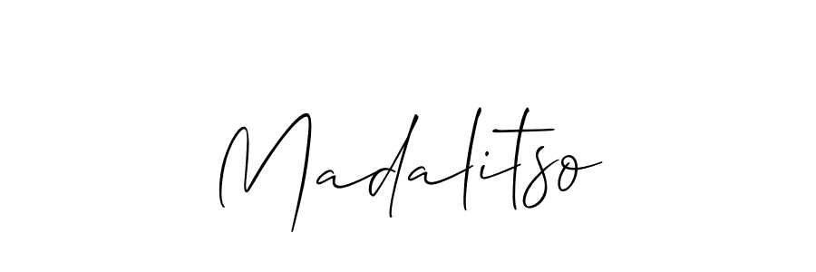 Create a beautiful signature design for name Madalitso. With this signature (Allison_Script) fonts, you can make a handwritten signature for free. Madalitso signature style 2 images and pictures png