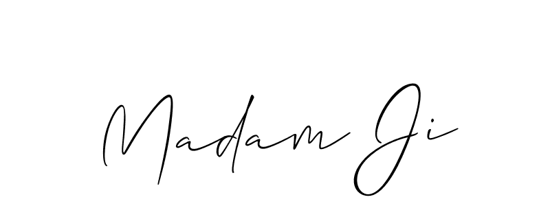 Similarly Allison_Script is the best handwritten signature design. Signature creator online .You can use it as an online autograph creator for name Madam Ji. Madam Ji signature style 2 images and pictures png