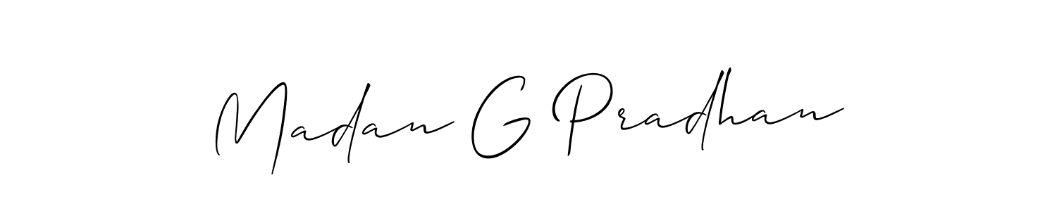 Similarly Allison_Script is the best handwritten signature design. Signature creator online .You can use it as an online autograph creator for name Madan G Pradhan. Madan G Pradhan signature style 2 images and pictures png