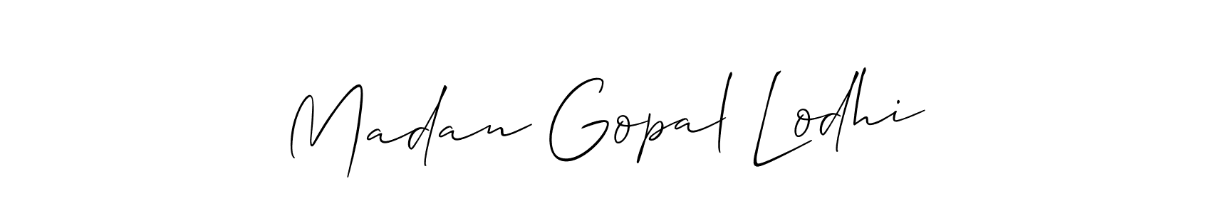 How to make Madan Gopal Lodhi name signature. Use Allison_Script style for creating short signs online. This is the latest handwritten sign. Madan Gopal Lodhi signature style 2 images and pictures png