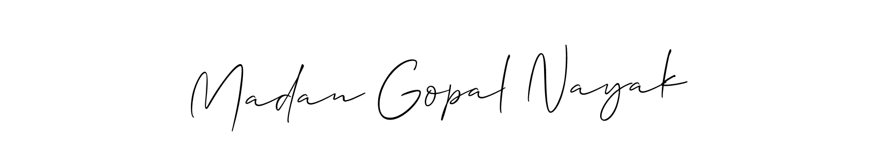Make a beautiful signature design for name Madan Gopal Nayak. With this signature (Allison_Script) style, you can create a handwritten signature for free. Madan Gopal Nayak signature style 2 images and pictures png