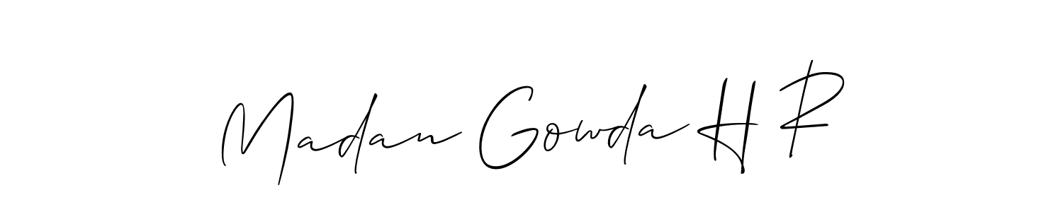 Create a beautiful signature design for name Madan Gowda H R. With this signature (Allison_Script) fonts, you can make a handwritten signature for free. Madan Gowda H R signature style 2 images and pictures png