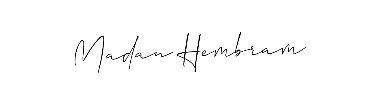 Similarly Allison_Script is the best handwritten signature design. Signature creator online .You can use it as an online autograph creator for name Madan Hembram. Madan Hembram signature style 2 images and pictures png