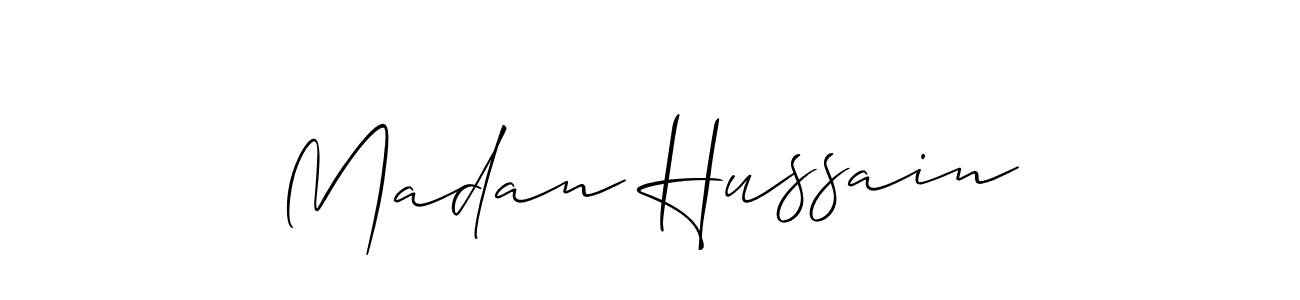 if you are searching for the best signature style for your name Madan Hussain. so please give up your signature search. here we have designed multiple signature styles  using Allison_Script. Madan Hussain signature style 2 images and pictures png