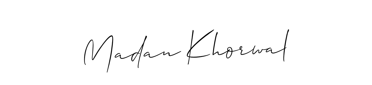 The best way (Allison_Script) to make a short signature is to pick only two or three words in your name. The name Madan Khorwal include a total of six letters. For converting this name. Madan Khorwal signature style 2 images and pictures png