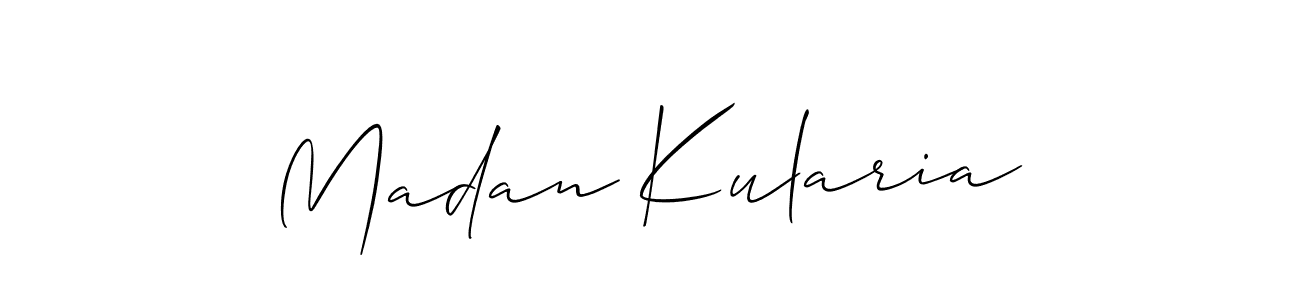 The best way (Allison_Script) to make a short signature is to pick only two or three words in your name. The name Madan Kularia include a total of six letters. For converting this name. Madan Kularia signature style 2 images and pictures png