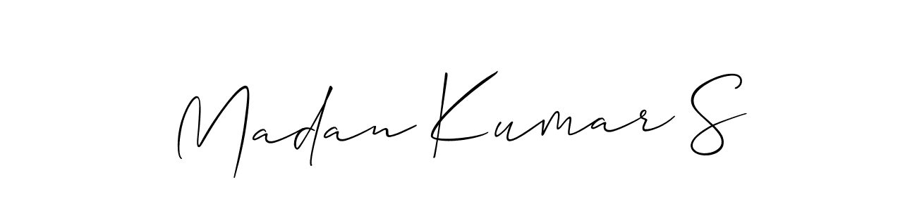 How to make Madan Kumar S name signature. Use Allison_Script style for creating short signs online. This is the latest handwritten sign. Madan Kumar S signature style 2 images and pictures png