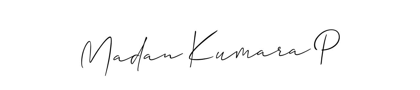 Also You can easily find your signature by using the search form. We will create Madan Kumara P name handwritten signature images for you free of cost using Allison_Script sign style. Madan Kumara P signature style 2 images and pictures png