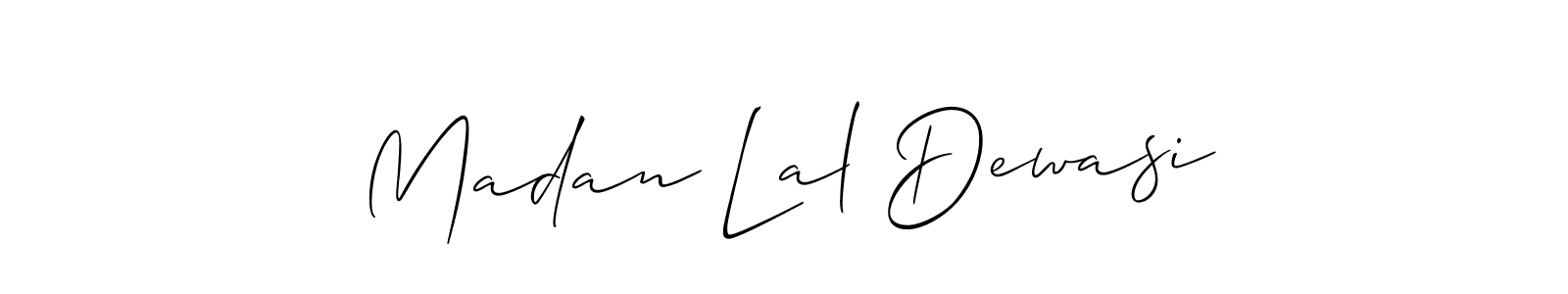 Also we have Madan Lal Dewasi name is the best signature style. Create professional handwritten signature collection using Allison_Script autograph style. Madan Lal Dewasi signature style 2 images and pictures png