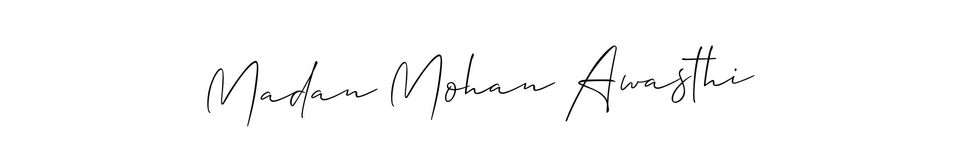 How to make Madan Mohan Awasthi name signature. Use Allison_Script style for creating short signs online. This is the latest handwritten sign. Madan Mohan Awasthi signature style 2 images and pictures png
