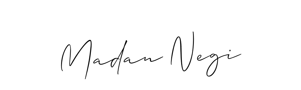 Make a beautiful signature design for name Madan Negi. With this signature (Allison_Script) style, you can create a handwritten signature for free. Madan Negi signature style 2 images and pictures png