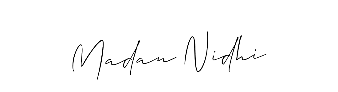 Also we have Madan Nidhi name is the best signature style. Create professional handwritten signature collection using Allison_Script autograph style. Madan Nidhi signature style 2 images and pictures png