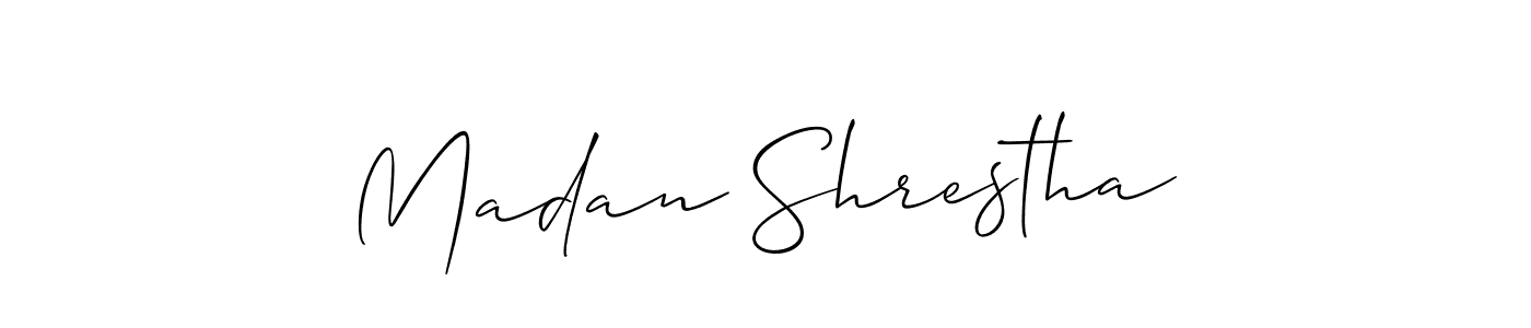 Similarly Allison_Script is the best handwritten signature design. Signature creator online .You can use it as an online autograph creator for name Madan Shrestha. Madan Shrestha signature style 2 images and pictures png