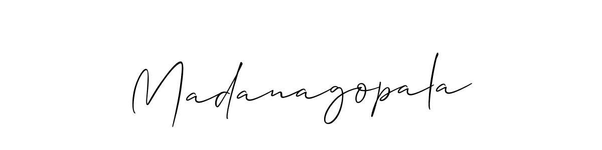 It looks lik you need a new signature style for name Madanagopala. Design unique handwritten (Allison_Script) signature with our free signature maker in just a few clicks. Madanagopala signature style 2 images and pictures png