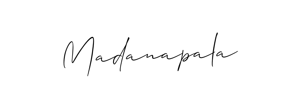 Make a beautiful signature design for name Madanapala. With this signature (Allison_Script) style, you can create a handwritten signature for free. Madanapala signature style 2 images and pictures png
