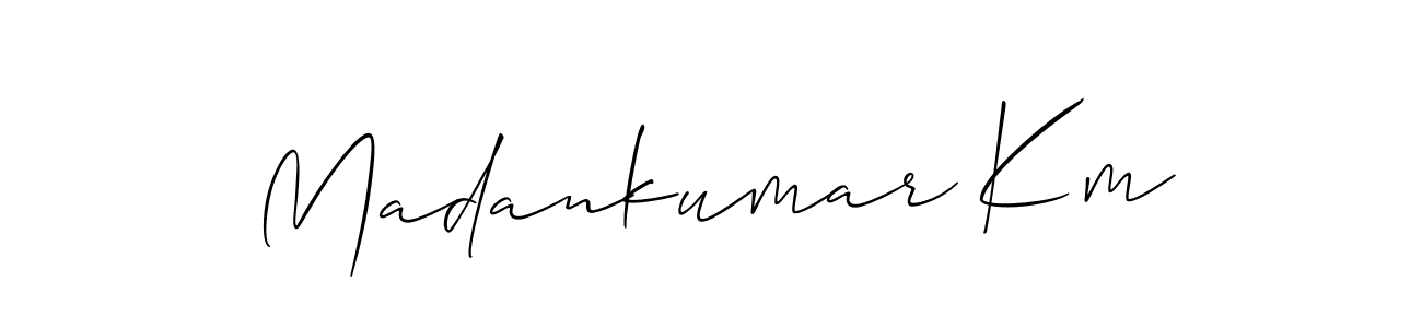 You should practise on your own different ways (Allison_Script) to write your name (Madankumar Km) in signature. don't let someone else do it for you. Madankumar Km signature style 2 images and pictures png