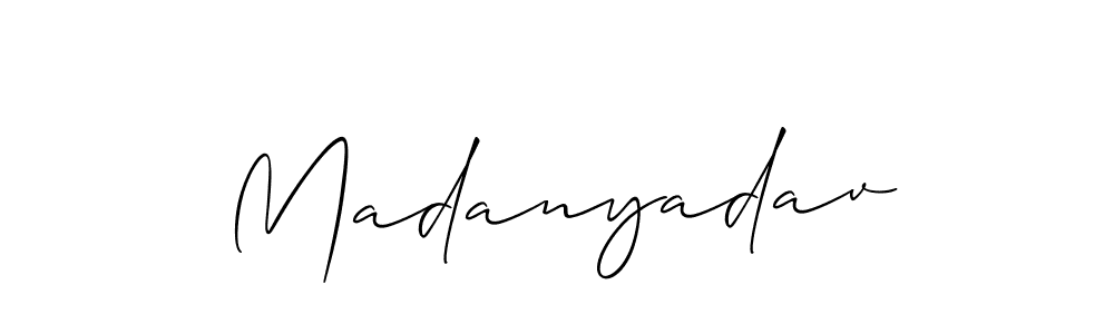 Make a short Madanyadav signature style. Manage your documents anywhere anytime using Allison_Script. Create and add eSignatures, submit forms, share and send files easily. Madanyadav signature style 2 images and pictures png
