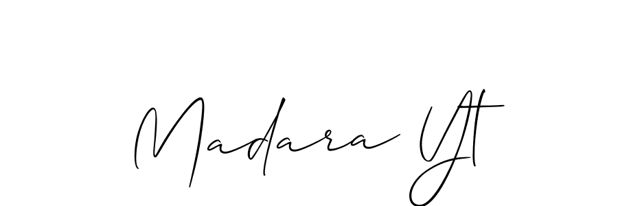 Create a beautiful signature design for name Madara Yt. With this signature (Allison_Script) fonts, you can make a handwritten signature for free. Madara Yt signature style 2 images and pictures png