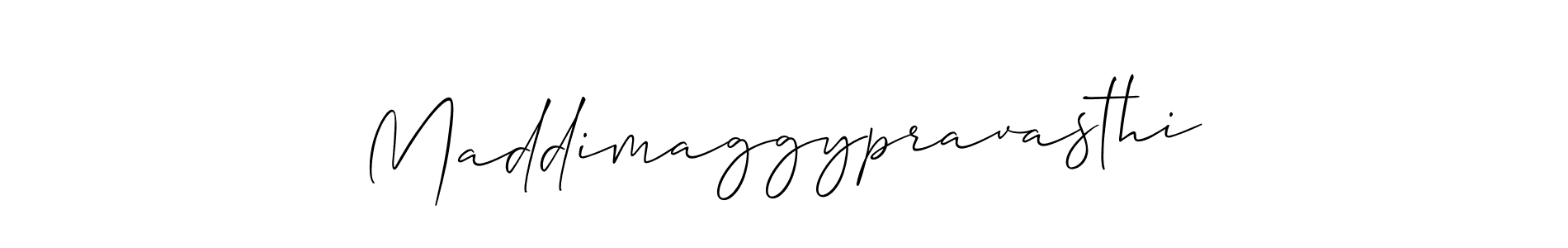 Allison_Script is a professional signature style that is perfect for those who want to add a touch of class to their signature. It is also a great choice for those who want to make their signature more unique. Get Maddimaggypravasthi name to fancy signature for free. Maddimaggypravasthi signature style 2 images and pictures png