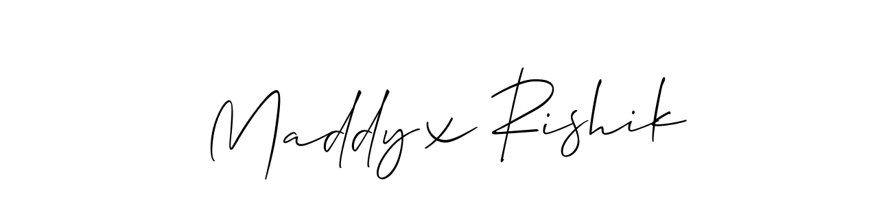 Make a beautiful signature design for name Maddyx Rishik. With this signature (Allison_Script) style, you can create a handwritten signature for free. Maddyx Rishik signature style 2 images and pictures png