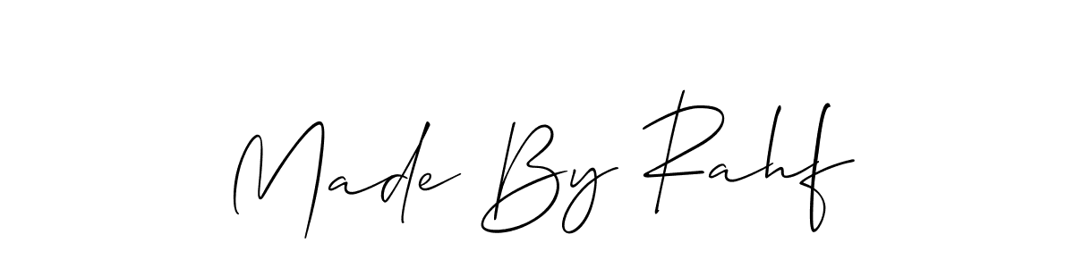 Make a short Made By Rahf signature style. Manage your documents anywhere anytime using Allison_Script. Create and add eSignatures, submit forms, share and send files easily. Made By Rahf signature style 2 images and pictures png
