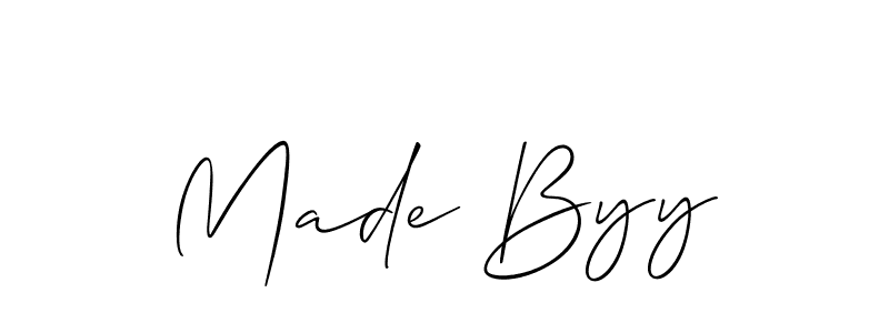 Also You can easily find your signature by using the search form. We will create Made Byy name handwritten signature images for you free of cost using Allison_Script sign style. Made Byy signature style 2 images and pictures png