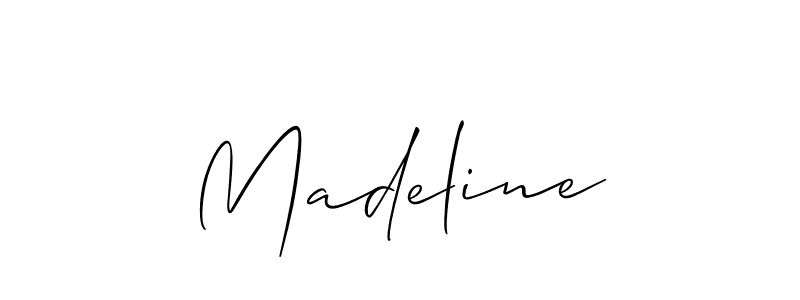 Use a signature maker to create a handwritten signature online. With this signature software, you can design (Allison_Script) your own signature for name Madeline. Madeline signature style 2 images and pictures png